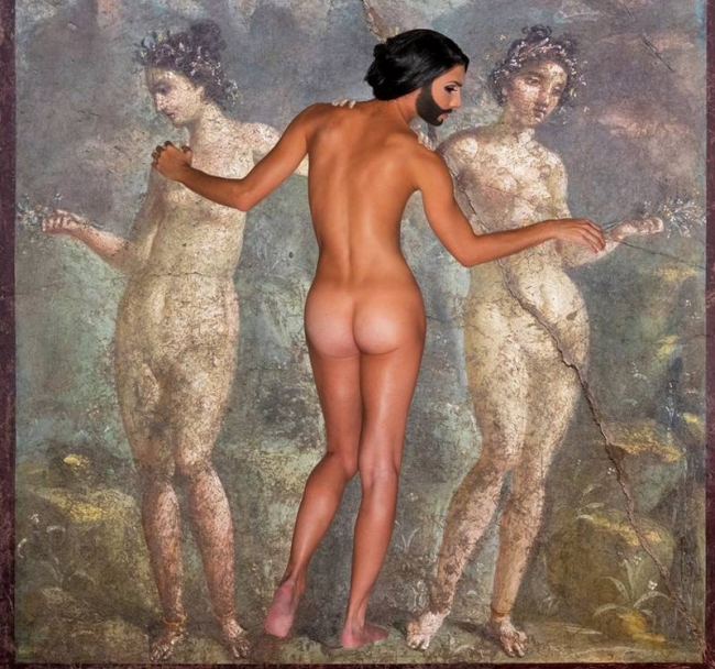Conchita Wurst, femeia cu barba, goala pusca