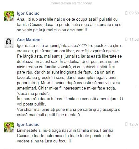 Igor Cuciuc sare cu amenintari