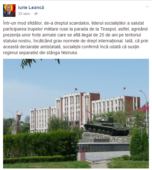 Leanca: "Socialistii confirma inca odata ca sustin regimul separatist din stanga Nistrului"