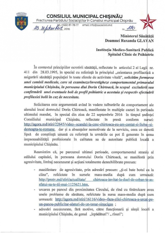 Ceban cere investigarea starii "psihiatrice" a primarului: "Negarea mirosurilor urate". Ce alte motive invoca socialistul