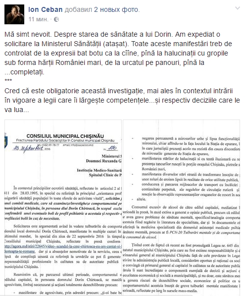 Ceban cere investigarea starii "psihiatrice" a primarului: "Negarea mirosurilor urate". Ce alte motive invoca socialistul