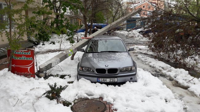 Pilon căzut peste mașină. Cum și-a găsit BMW-ul un șofer din capitală