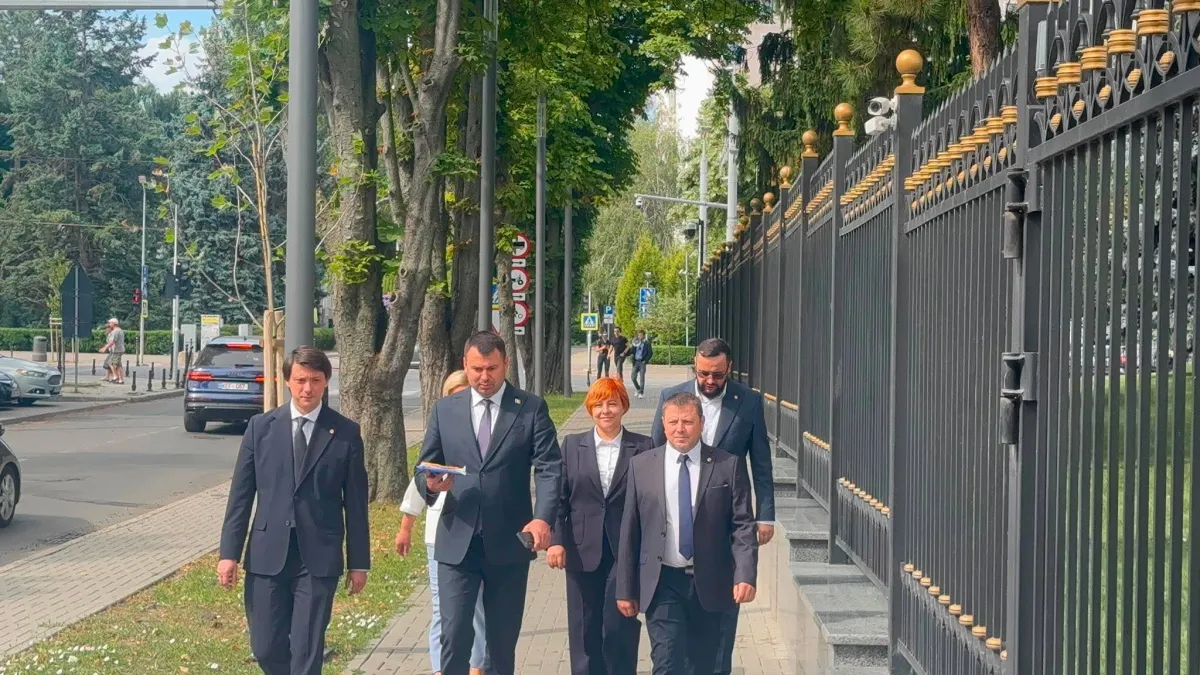 Membrii partidului Democrația Acasă au venit la consultările politice cu o plăcintă. Vasile Costiuc: „Am venit în semn de protest” - VIDEO