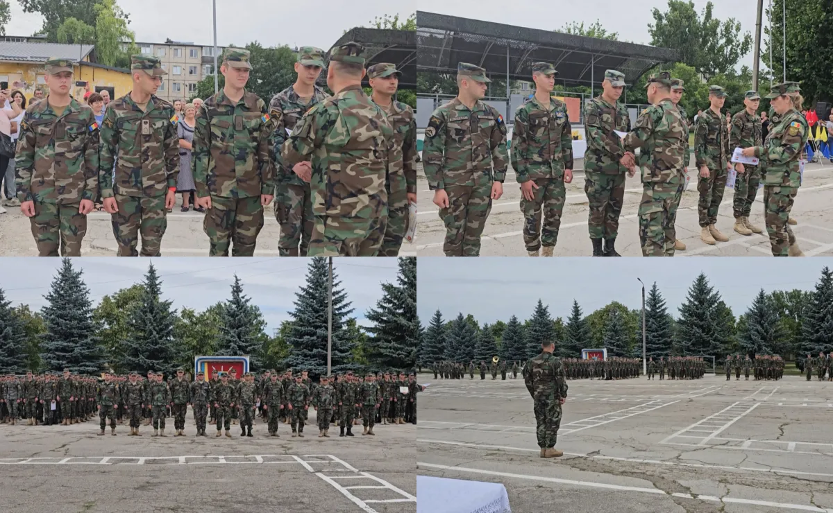 Ceremonie solemnă la Bălți: Peste 100 de tineri și-au încheiat stagiul militar și au fost trecuți în rezervă. Momentul emoționant, urmărit de rude - VIDEO