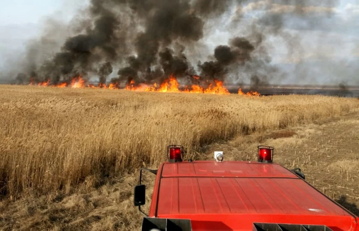 15 hectare de grâu au ars în timpul recoltării într-un lan din Telenești. Ce spun pompierii