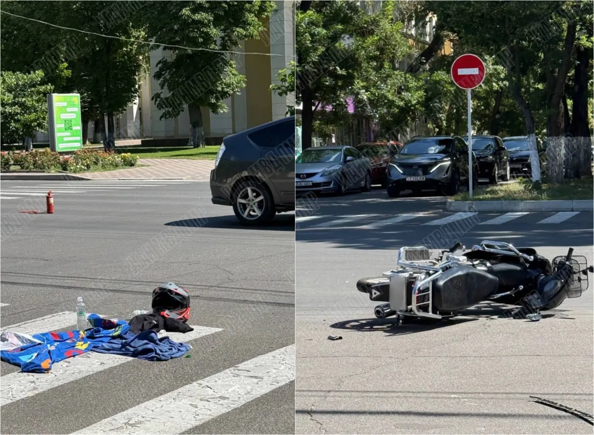 Accident violent la Tiraspol: o adolescentă de 15 ani a ajuns la spital după ce s-a izbit cu motocicleta de o mașină. Momentul impactului, surprins de camerele de supraveghere - VIDEO