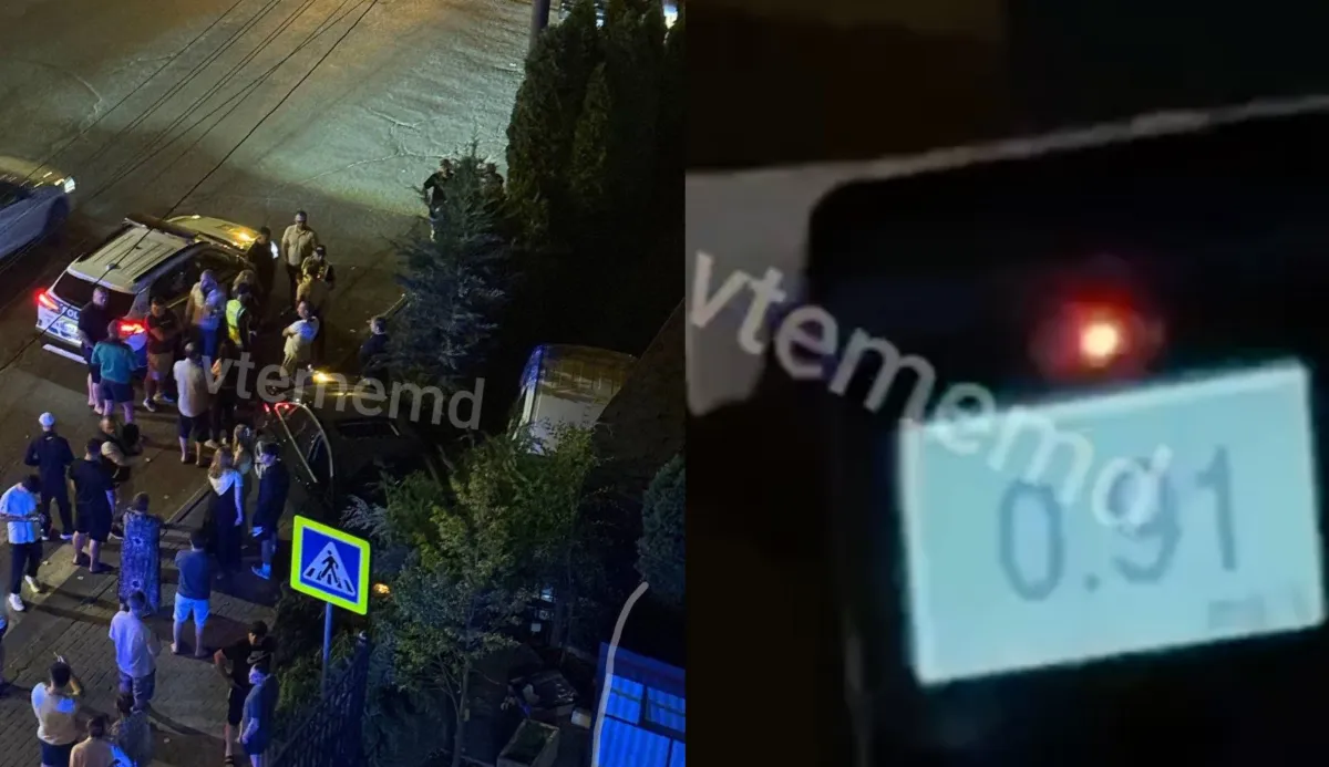A urcat băut la volan, cu permisul suspendat și a provocat un accident pe o stradă din Chișinău. Un șofer, reținut de polițiști - VIDEO