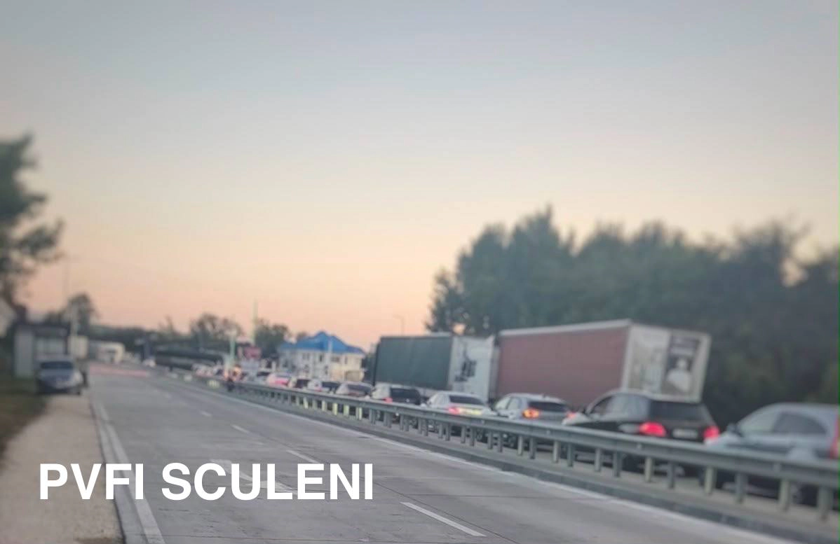 Ambuteiaje la ieșirea din Republica Moldova: zeci de mașini stau la coadă la punctul de trecere Sculeni - FOTO