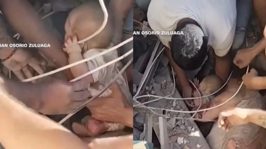 Atenție, imagini cu impact emoțional. Momentul în care un bebeluș este scos în viață de sub dărâmături, după cutremurul din Columbia - VIDEO