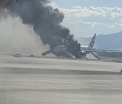 Imaginile cu pagubele devastatoare ale avionului British Airways, care a luat foc inainte de decolare. Motorul ar fi explodat