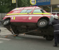 Accident grav cu o ambulanta. Ce a urmat dupa ce salvarea care transporta un copil de 8 ani s-a rasturnat