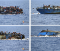 Momentul in care o ambarcatiune cu sute de migranti se rastoarna in largul coastei libiene. Sunt cel putin sapte morti