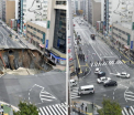Lectia de eficienta japoneza a durat 2 saptamani. Gaura uriasa, care a inghitit o intesectie din Fukuoka, a aparut din nou