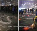 Mesaje scrise cu lumanari in a 19-a seara de proteste in Romania. Oamenii au strigat timp de 40 de minute: "Demisia!"
