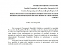 Asociatia procurorilor din Moldova au semnat o declaratie prin care cer organelor internationale sa reactioneze la faptul ca unii politicieni vor sa modifice in regim alert legislatia cu privire la procuratura, astfel incat institutia sa fie controlata politic /DOC