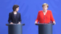 Prim-ministrul Maia Sandu si cancelarul german Angela Merkel sustin o conferinta de presa