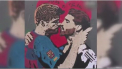 Gerard Pique si Sergio Ramos se saruta inainte de El Classico. Pe o strada din Barcelona a aparut un graffiti unde cei doi spanioli sunt alaturi unul de altul - VIDEO