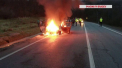 O masina a luat foc in mers pe DN1, intre Brasov si Sibiu. Ce s-a intamplat cu pasagerii