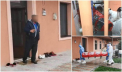 Barbatul cu coronavirus din Timisoara, luat de acasa cu izoleta. Omul astepta paramedicii in pragul usii, fumand o tigara