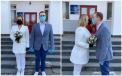 Nunta in pandemie de coronavirus. Un cuplu din Ucraina si-a oficializat relatia purtand masti si manusi de protectie - FOTO