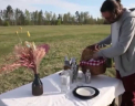 Un cuplu din Suedia a decis sa deschida un restaurant in mijlocul unii camp. Este o singura masa, iar mancarea este servita cu ajutorul unui cos pentru picnic livrat din bucatarie pe o sfoara - VIDEO