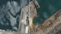 Imagini din satelit. Un crater urias a luat locul unei parti din portul orasului Beirut dupa explozia de marti