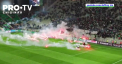 Suporterii din campionatul francez de fotbal nu s-au cumintit. De aceasta data, fanii lui Saint Etienne au aruncat cu torte si fumigene pe teren - VIDEO