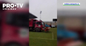 Mai multe camioane au fost aduse de suporterii si reprezentantii unei echipe de fotbal din Ucraina pe unul dintre stadioanele din orasul Lugansk - VIDEO