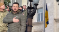 Emotionant. Drapelul Ucrainei - arborat in orasul Herson in prezenta presedintelui Volodimir Zelenski - VIDEO