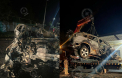 Un șofer a murit ars de viu, după ce a provocat un accident cu mașina și apoi a luat foc - FOTO