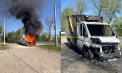 Incendiu pe o stradă din capitală: Un microbuz a ars aproape în totalitate. Imagini cu automobilul în flăcări - VIDEO