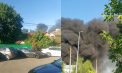 Incendiu în capitală: Mai multe țevi din spatele unui centru comercial au luat foc. Imagini de la locul incidentului - VIDEO