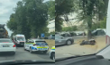 Accident în capitală: O persoană a ajuns la spital, după ce motocicleta pe care o conducea a fost lovită de o mașină - VIDEO