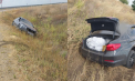 Un șofer băut a ajuns cu mașina într-un șanț după ce a refuzat să oprească pentru verificări. Ce au decoperit ofițerii postului vamal în portbagajul automobilului - FOTO