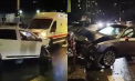 Accident la o intersecție din capitală. O persoană - transportată la spital, după ce două mașini s-au lovit violent. Imagini de la locul impactului - VIDEO