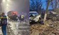 Accident grav în capitală. Un tânăr a ajuns cu automobilul în mai multe vehicule parcate. Imagini de la locul accidentului - VIDEO 