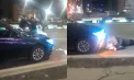 Bătaie cu pumnii, în plină stradă. Un bărbat, lovit intenționat de un taximetrist cu mașina - VIDEO