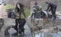 Mobilizare pentru râul Bîc. Zeci de voluntari și angajați de la Spații Verzi au strâns saci plini cu gunoaie, în special anvelope: „E foarte multă murdărie” 