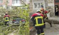 Copaci doborâți, acoperișuri smulse și mașini avariate: peste 100 de intervenții ale salvatorilor în urma vântului puternic - COLAJ FOTO