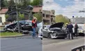 Impact violent pe o stradă din capitală: Două mașini au fost făcute zob după o coliziune puternică. Una dintre ele a ajuns într-un indicator rutier - FOTO/VIDEO