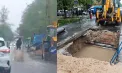 Strada Nicolae Testemițanu din Chișinău s-a transformat într-un râu după o avarie la o conductă termică - FOTO