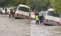 Patru persoane, evacuate dintr-o mașină blocată în apă la Pănășești, în urma ploilor abundente. Momentul în care polițiștii le scot rând pe rând – VIDEO