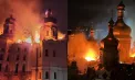 Mănăstirea Lavra Pecerska, simbol al Ucrainei, în flăcări după un atac cu rachete balistice asupra Kievului - VIDEO