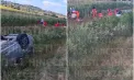 Accident violent la intrarea în Hîncești: trei persoane au fost rănite după impactul dintre două automobile. Una dintre mașini s-a răsturnat în șanț - VIDEO