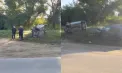 Accident matinal la Ghidighici: Un BMW a lovit două mașini parcate, iar una din ele s-a răsturnat. Imagini de la locul impactului - VIDEO