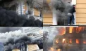 Scene de panică în centrul Kievului: oamenii blocați într-o clădire cuprinsă de flăcări au încercat să se salveze ieșind pe ferestre. Imagini cu impact emoțional - FOTO/VIDEO
