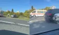 Un șofer și un pasager au ajuns la spital după ce două mașini s-au lovit violent, la Ciocana: una zburat de pe șosea. Imagini de la locul impactului - VIDEO