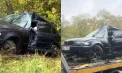 Un BMW, grav avariat după ce a derapat de pe șosea și a ajuns într-un șanț, pe drumul Chișinău-Ungheni. Imagini de la locul impactului - VIDEO