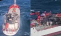 Primele imagini cu nava care a luat foc în Apele Române: 8 persoane, date dispărute - VIDEO