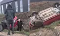Accident la intrarea în Cojușna: O mașină s-a răsturnat într-un șanț. Imagini de la locul impactului - VIDEO